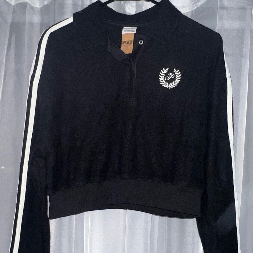 New w/Tags, Victoria Secret Pink Reversible B&W cropped Sweater, MSRP, $54.95